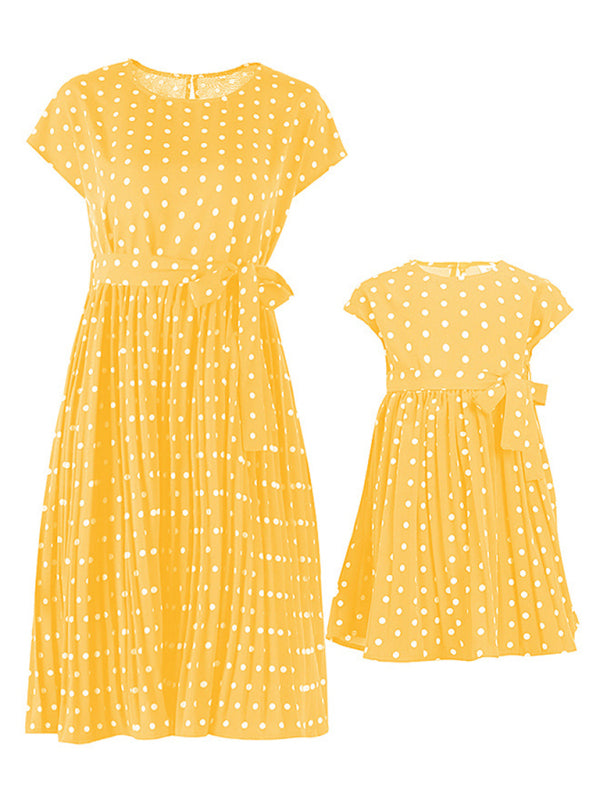 Women's Woven Polka Dot Pleated Midi Dress