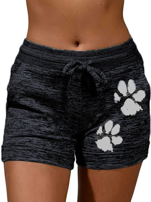 Women's printed bottoming quick-drying shorts yoga pants casual sports waist elastic shorts