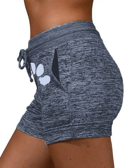 Women's printed bottoming quick-drying shorts yoga pants casual sports waist elastic shorts