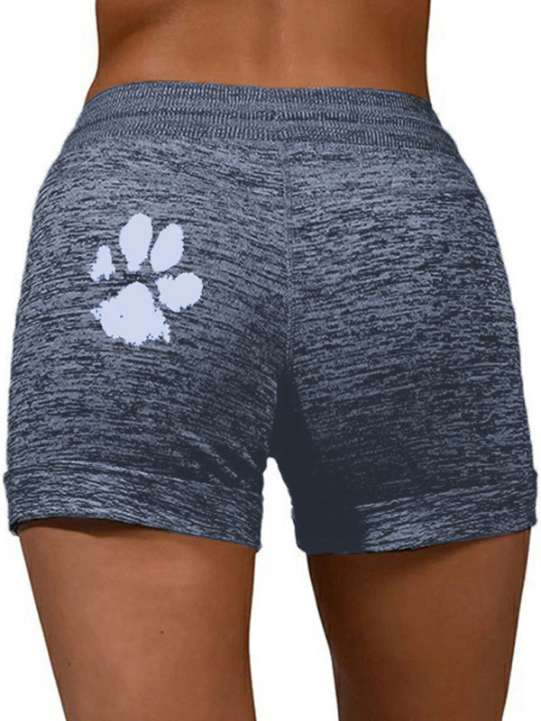 Women's printed bottoming quick-drying shorts yoga pants casual sports waist elastic shorts