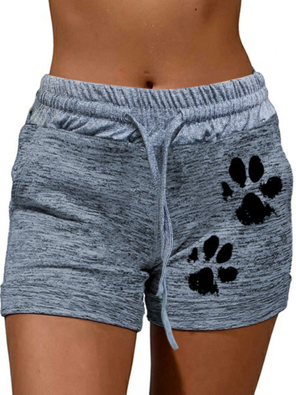 Women's printed bottoming quick-drying shorts yoga pants casual sports waist elastic shorts