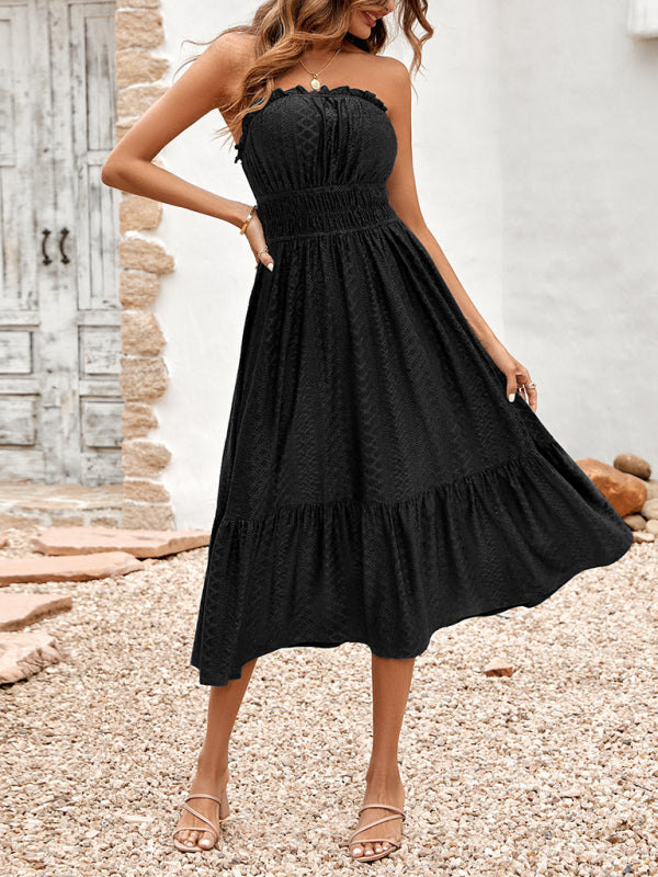 Women's casual solid color corset waist dress