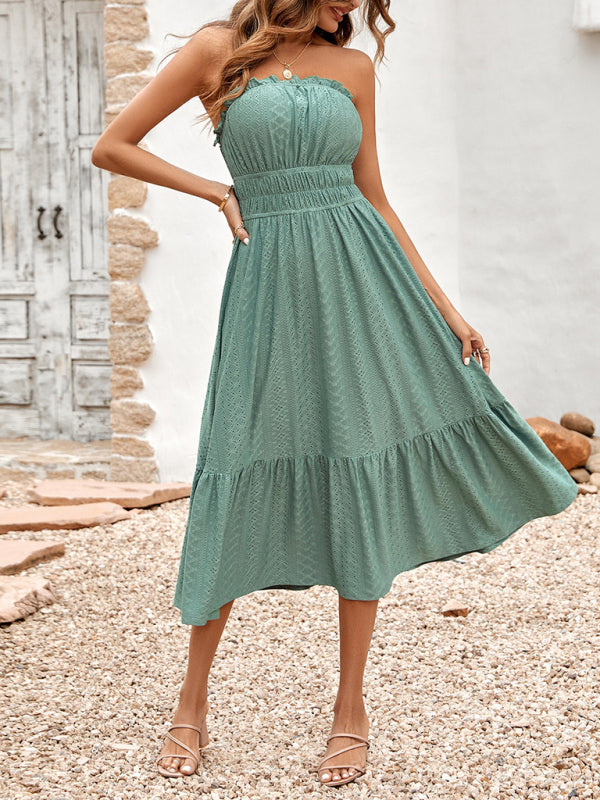 Women's casual solid color corset waist dress