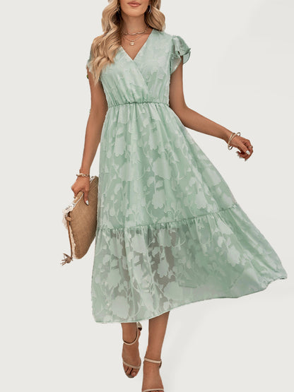 Women's Ruffle Sleeve Floral Patterned Dress