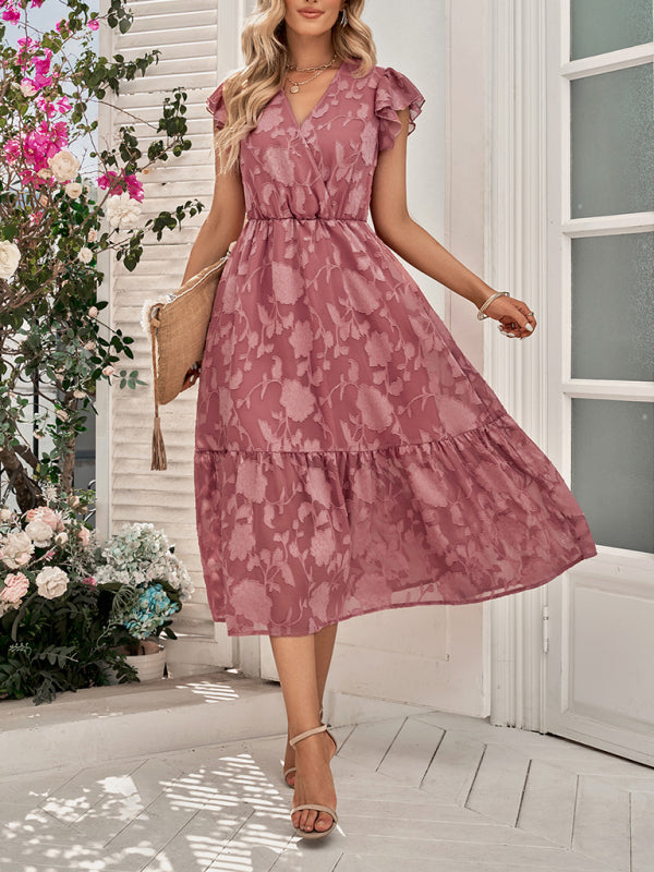 Women's Ruffle Sleeve Floral Patterned Dress