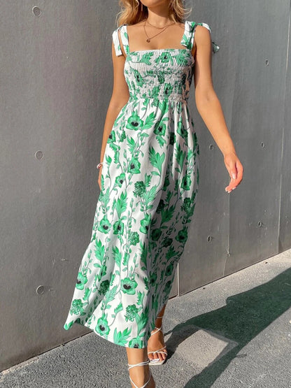 Sexy Slim Dress Sleeveless Sling Print Temperament Women's Long Dress