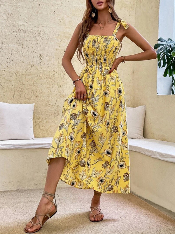 Sexy Slim Dress Sleeveless Sling Print Temperament Women's Long Dress