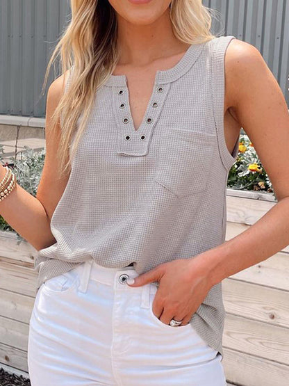 New solid color V-neck loose bottoming ladies vest