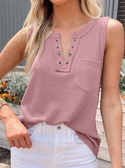 New solid color V-neck loose bottoming ladies vest