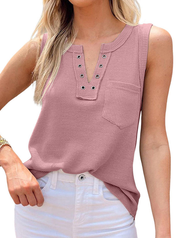 New solid color V-neck loose bottoming ladies vest