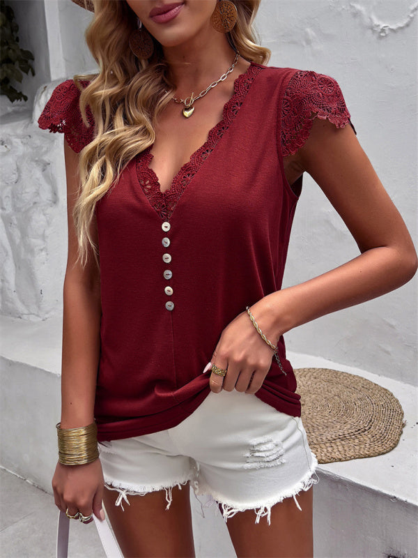 New Flying Sleeve V-Neck Knitted Sweater Top