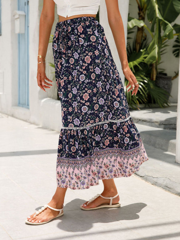 Maxi Cotton Bohemian Beach Resort Skirt