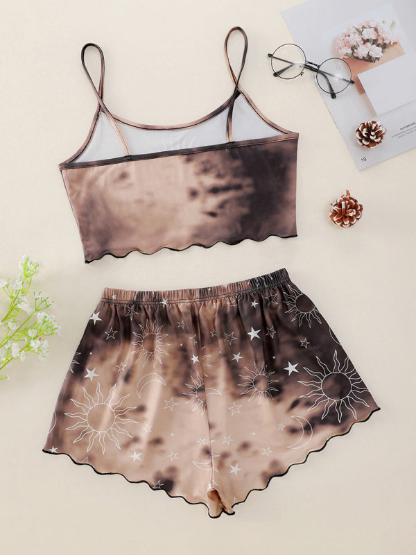 Women's Tie-Dye Xingyue Printing Camisole Top + Shorts Homewear Set