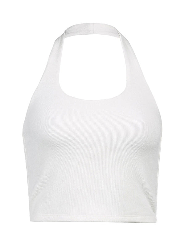 Women's Solid Color Sexy Halter Neck Tank Top