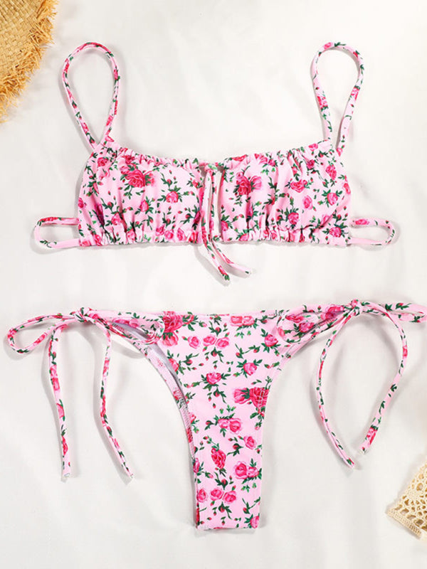 Sexy small fresh printed strappy bikini new