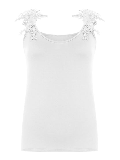 Summer U-neck solid color lace t-shirt top vest