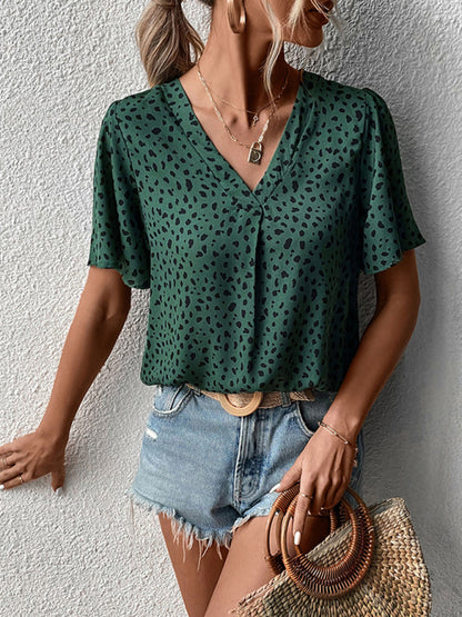 Summer New Fashion Ladies Tops Leopard Print Shirts