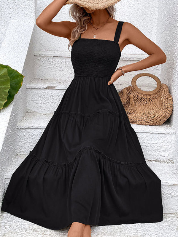 New fashion solid color strapless sleeveless dress