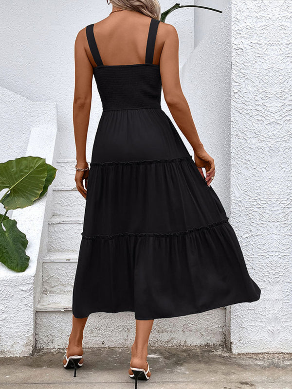 New fashion solid color strapless sleeveless dress