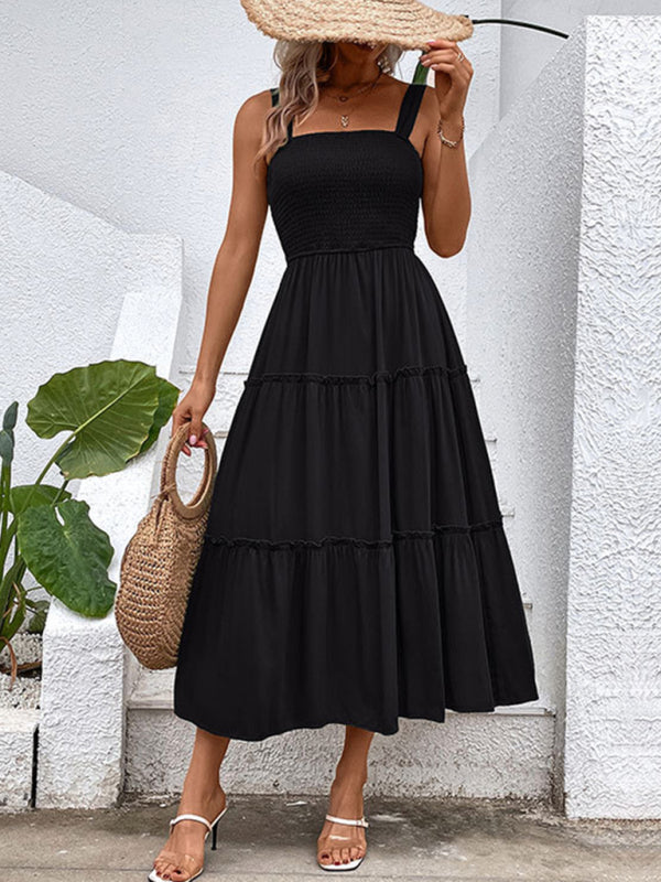 New fashion solid color strapless sleeveless dress