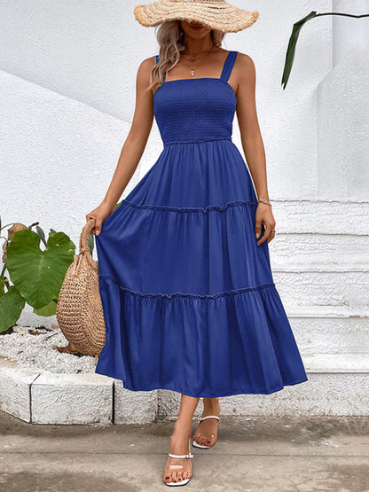 New fashion solid color strapless sleeveless dress