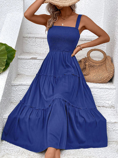 New fashion solid color strapless sleeveless dress