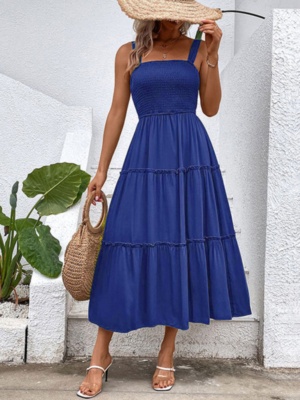 New fashion solid color strapless sleeveless dress