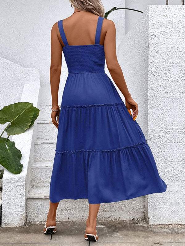 New fashion solid color strapless sleeveless dress