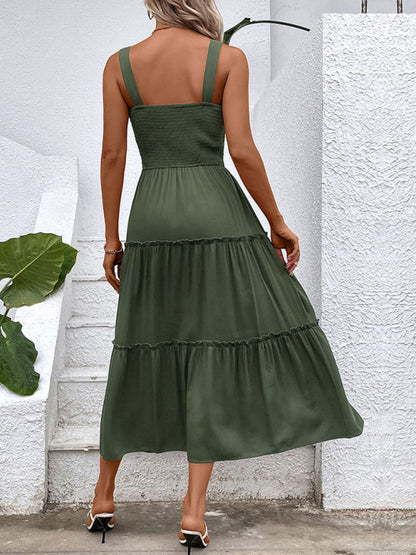 New fashion solid color strapless sleeveless dress