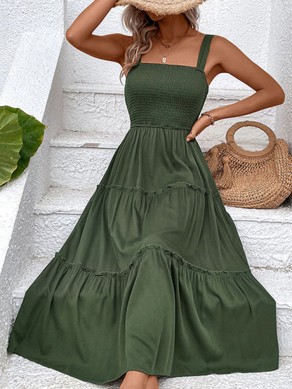 New fashion solid color strapless sleeveless dress