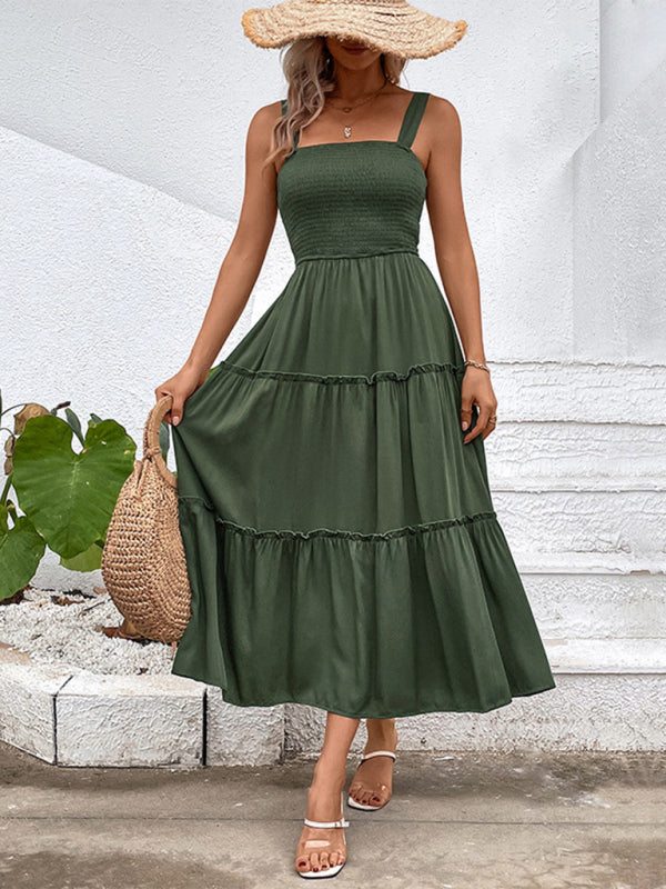 New fashion solid color strapless sleeveless dress