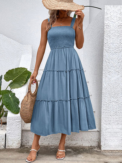 New fashion solid color strapless sleeveless dress