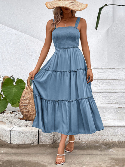 New fashion solid color strapless sleeveless dress