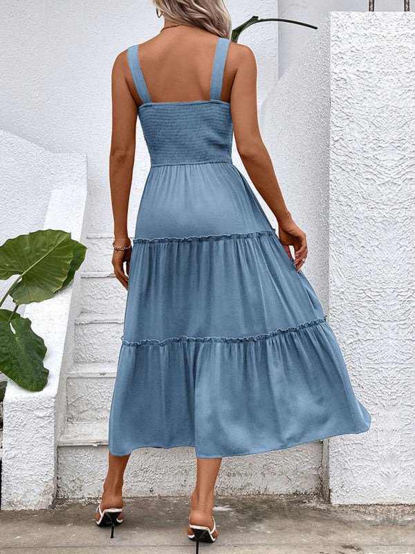 New fashion solid color strapless sleeveless dress