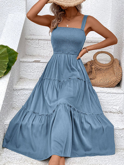 New fashion solid color strapless sleeveless dress