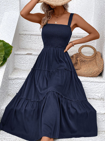 New fashion solid color strapless sleeveless dress