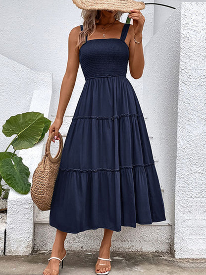 New fashion solid color strapless sleeveless dress