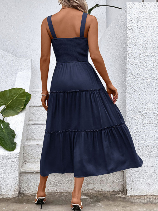 New fashion solid color strapless sleeveless dress