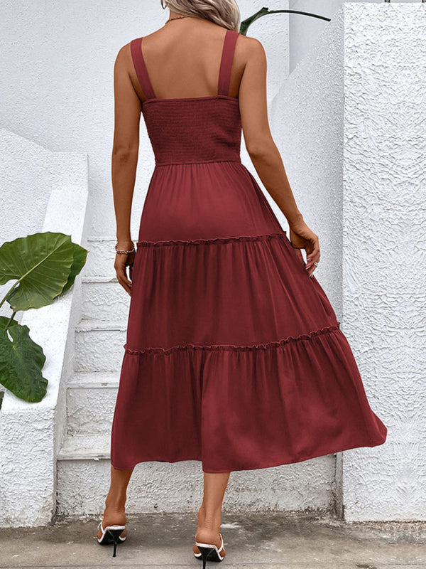 New fashion solid color strapless sleeveless dress