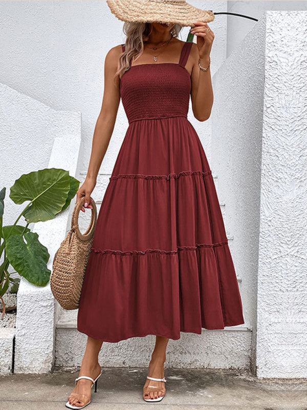 New fashion solid color strapless sleeveless dress