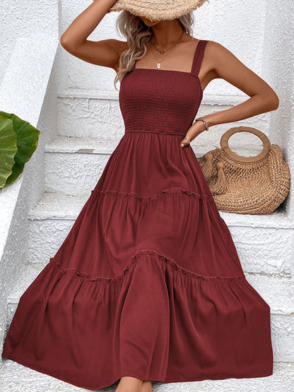 New fashion solid color strapless sleeveless dress