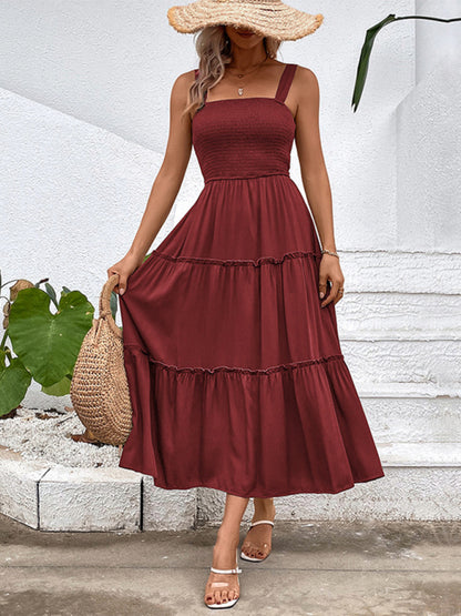 New fashion solid color strapless sleeveless dress