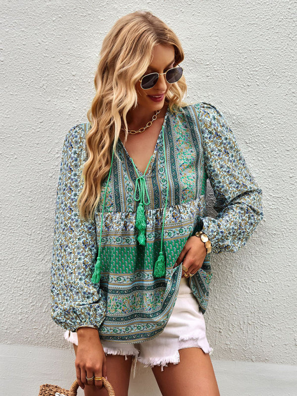 Bohemian temperament top shirt spring and autumn four seasons new shirt