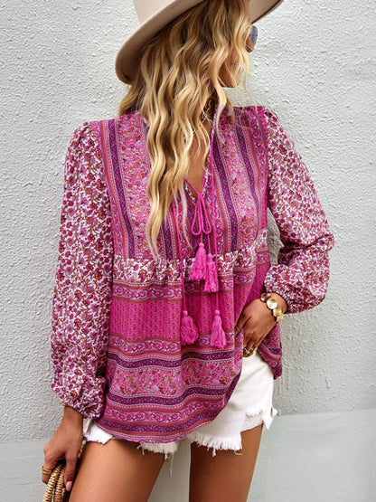 Bohemian temperament top shirt spring and autumn four seasons new shirt