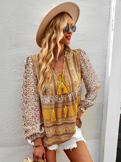 Bohemian temperament top shirt spring and autumn four seasons new shirt