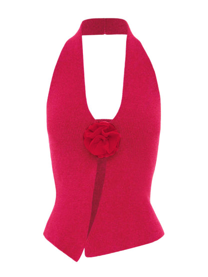 Women's Sexy Wool Halter Neck Rabbit Fleece Vest