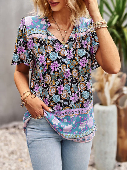 Boho Floral Print Summer Women's Shirt