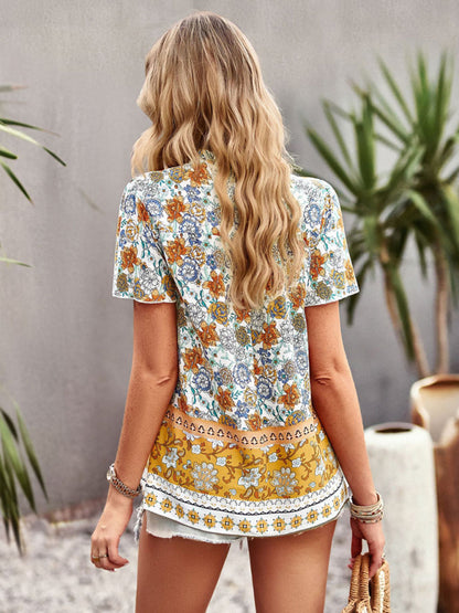 Boho Floral Print Summer Women's Shirt