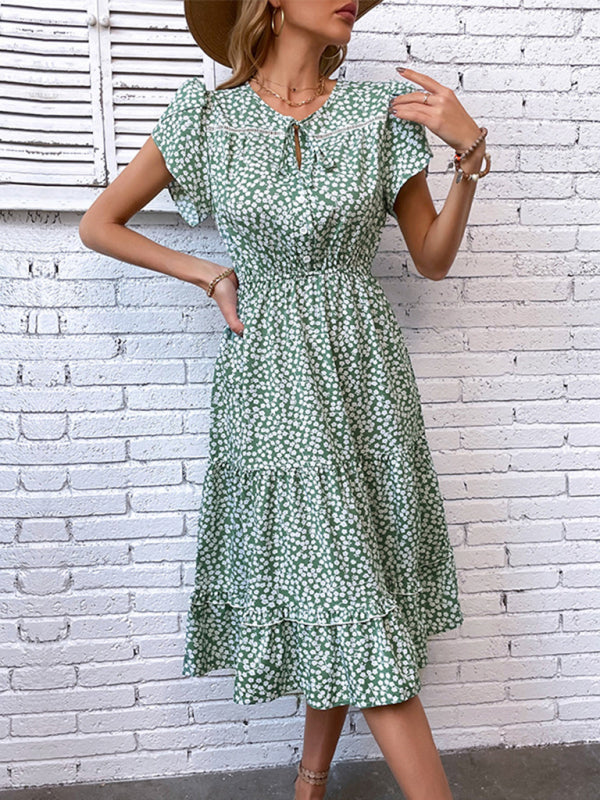 Women's Fashion Green Printed Dress