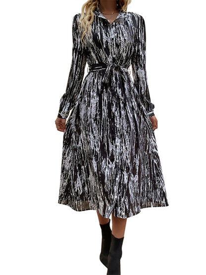 Women's New Long Sleeve Tie Dye Dress